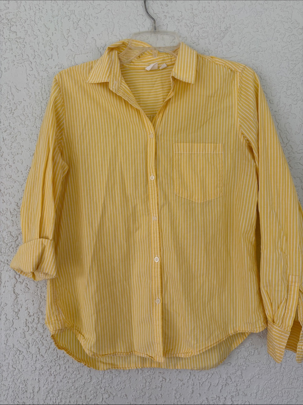 GAP Yellow and White Striped  Button-Down Shirt size S